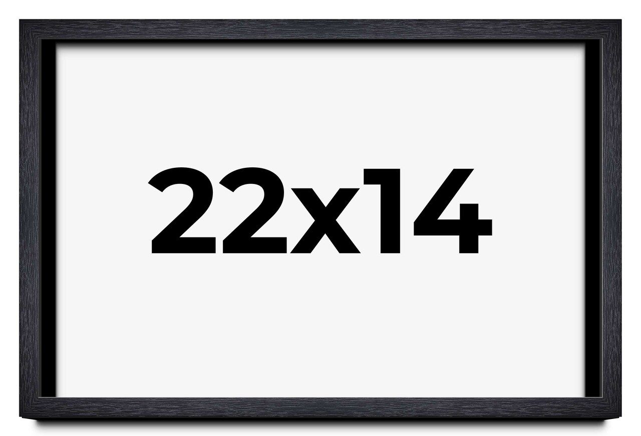 22x14 Shadow Box 1" Depth Black Picture Frame - UV Acrylic, Backing, Hanging Hardware